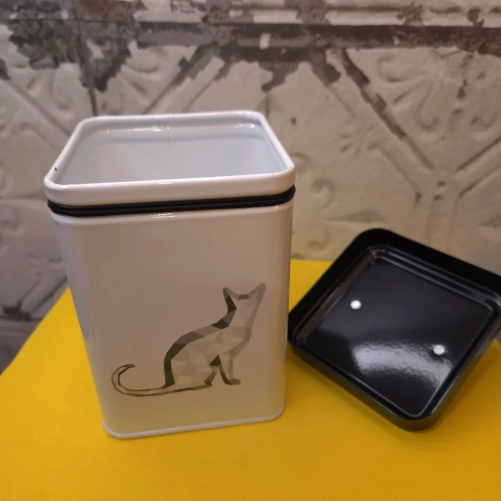 Cat Treat Storage Container in a Geometric Cat Design